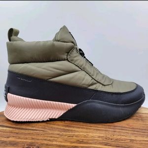 Sorel Out N About III Puffy Ankle Boots Women's 11 Green Waterproof Zip Platform
